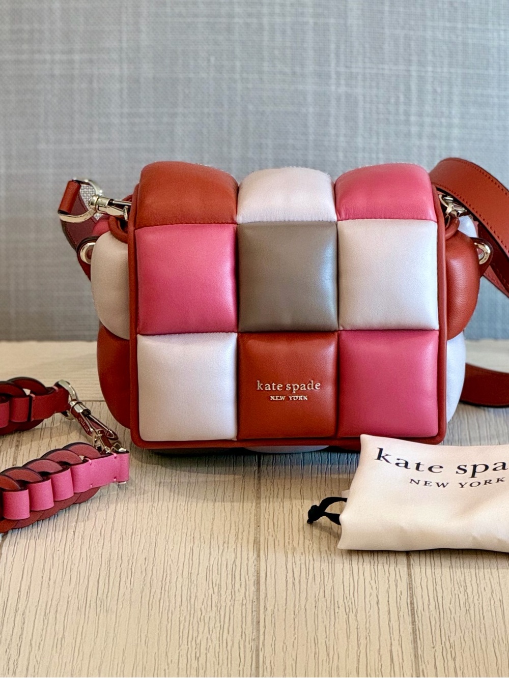 kate spade Pink Multi Quilted Checker Crossbody Bag